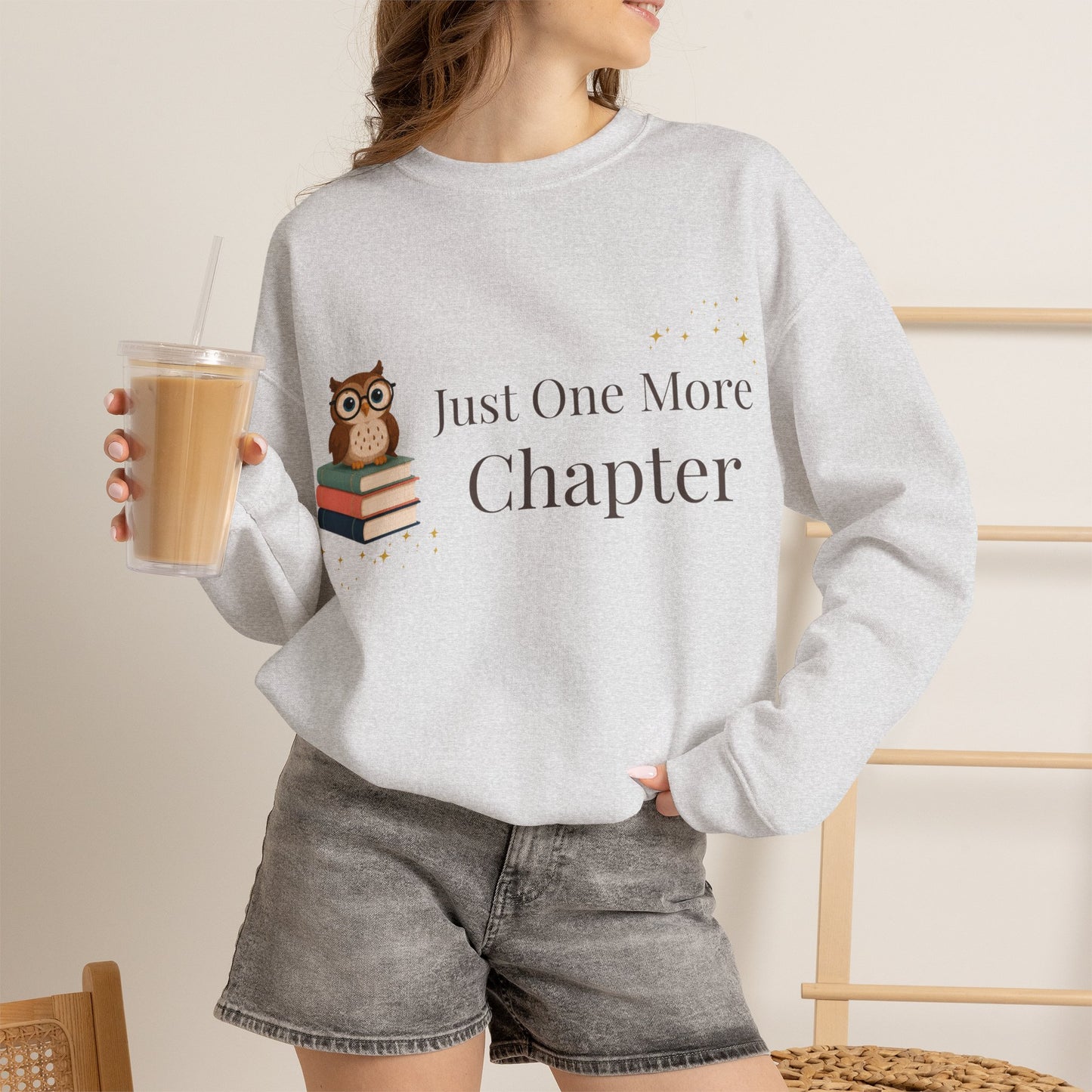 Just One More Chapter Sweatshirt | Cozy Book Lover Crewneck for Readers, Teachers & Bookworms