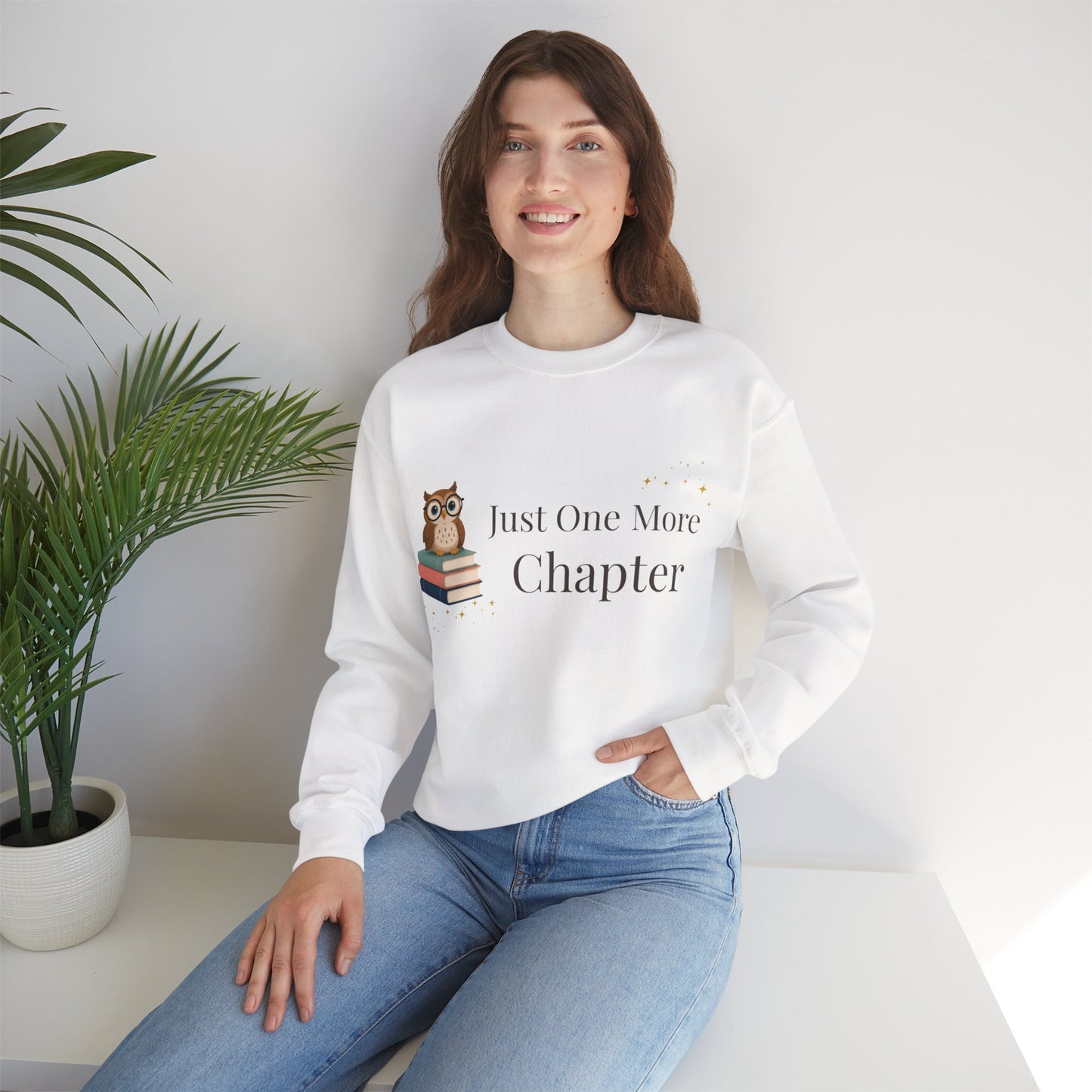 Just One More Chapter Sweatshirt | Cozy Book Lover Crewneck for Readers, Teachers & Bookworms