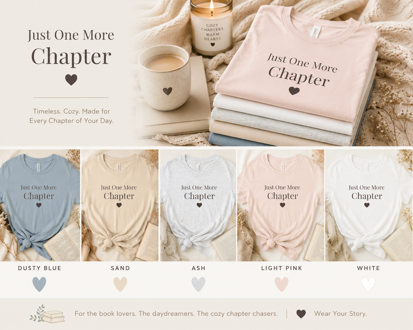 Just One More Chapter Book Lover T-Shirt | Bella+Canvas Unisex Tee