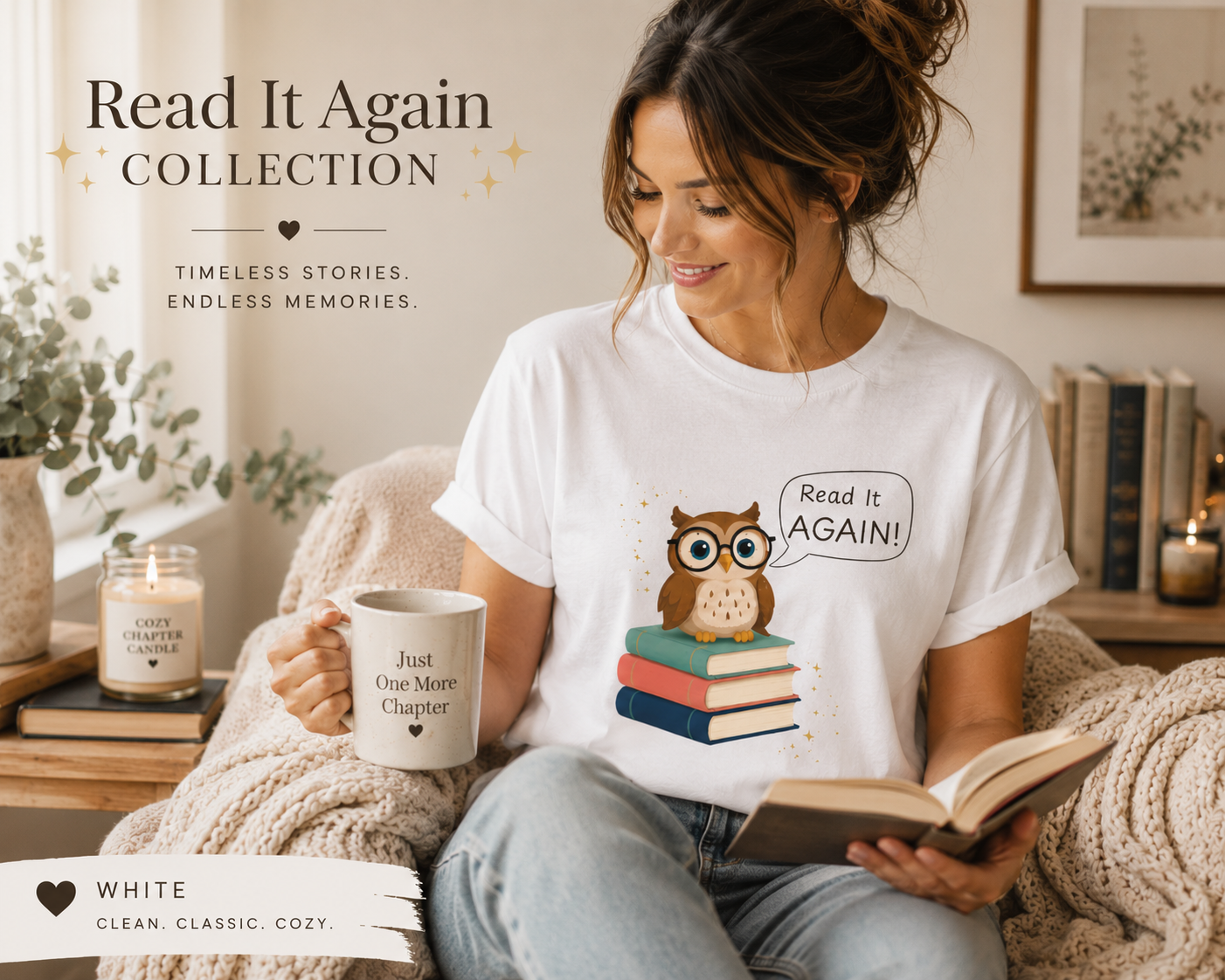 Read It Again Bella+Canvas Book Lover T-Shirt