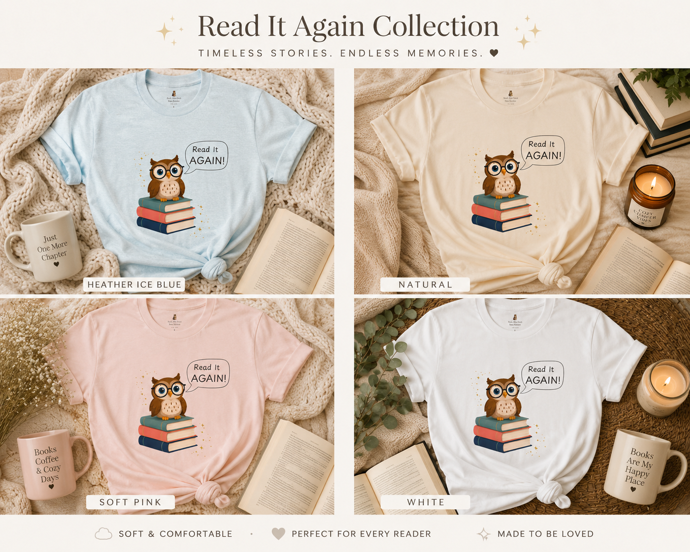 Read It Again Bella+Canvas Book Lover T-Shirt