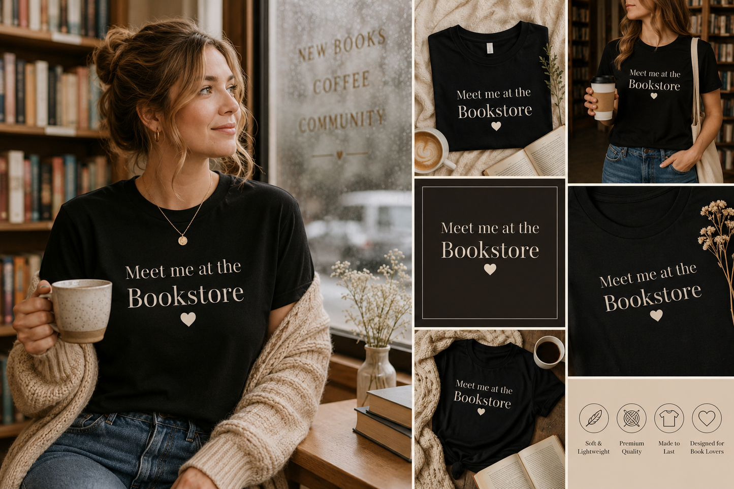 Meet Me at the Bookstore Bella+Canvas Book Lover T-Shirt