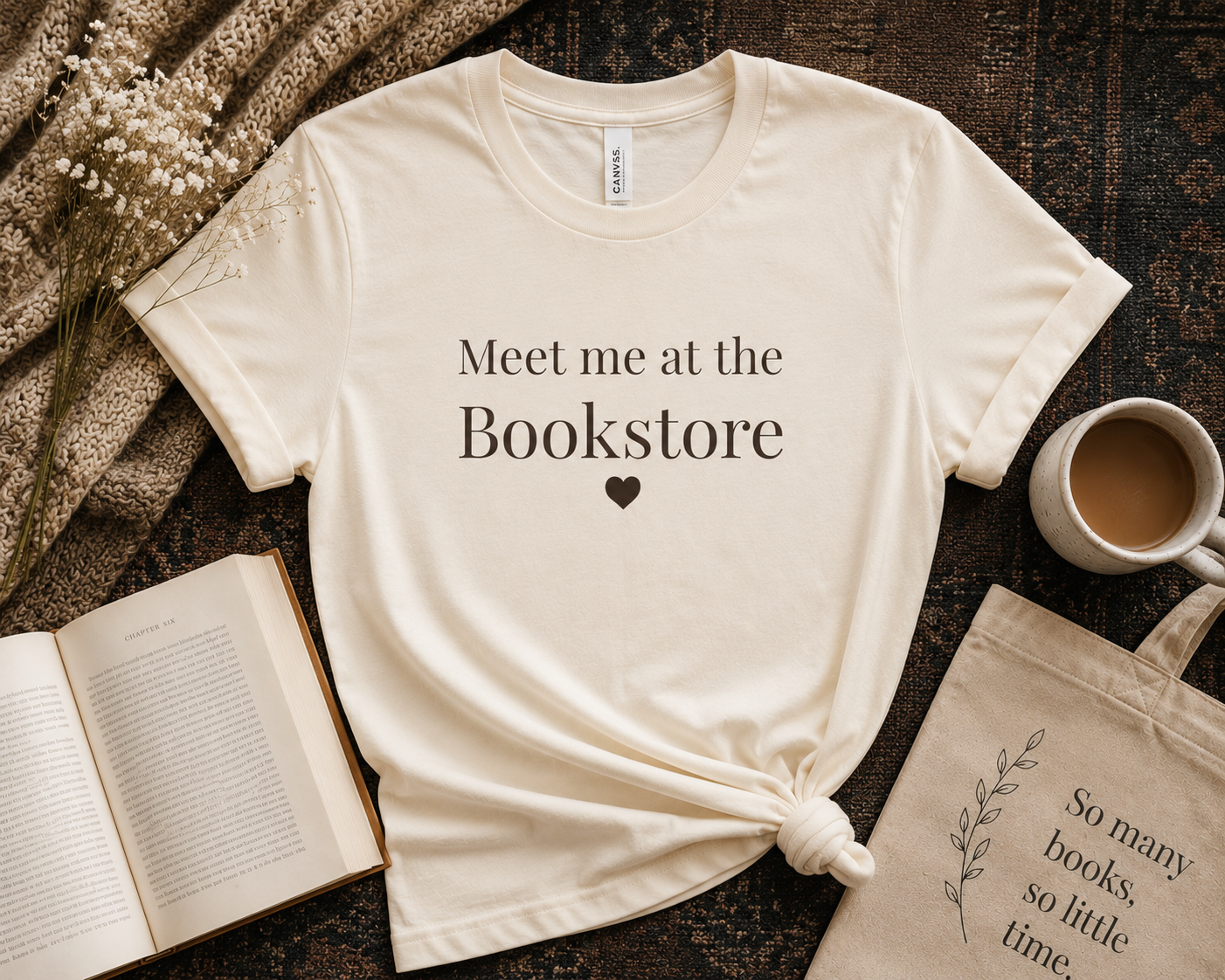 Meet Me at the Bookstore Bella+Canvas Book Lover T-Shirt