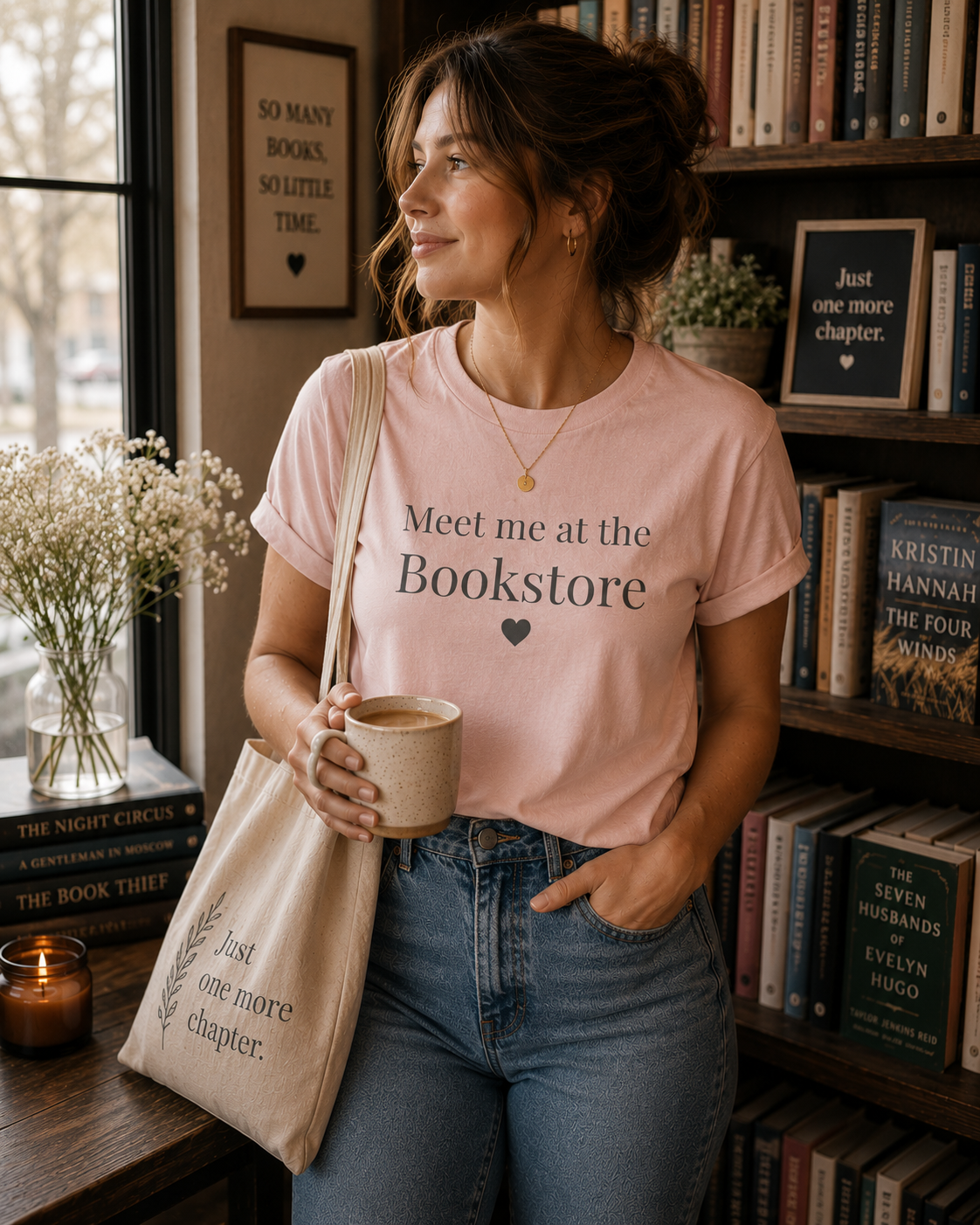 Meet Me at the Bookstore Bella+Canvas Book Lover T-Shirt