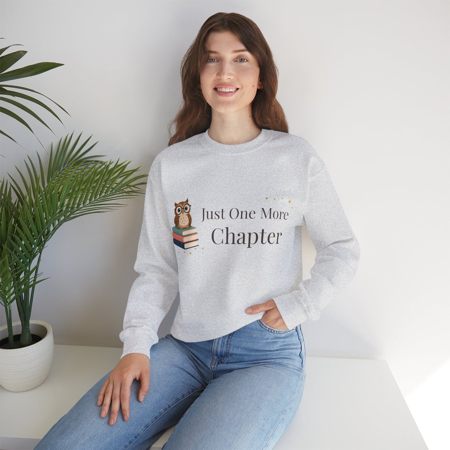 Just One More Chapter Sweatshirt | Cozy Book Lover Crewneck for Readers, Teachers & Bookworms