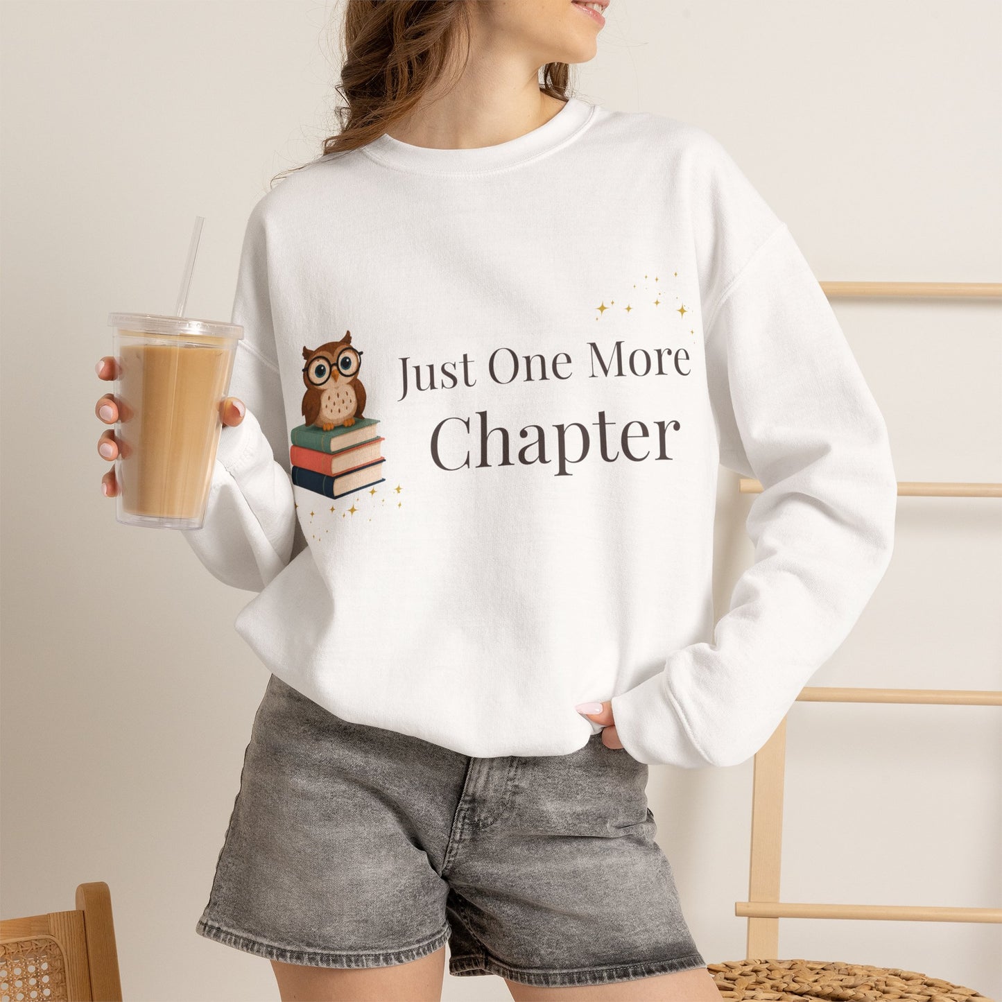 Just One More Chapter Sweatshirt | Cozy Book Lover Crewneck for Readers, Teachers & Bookworms
