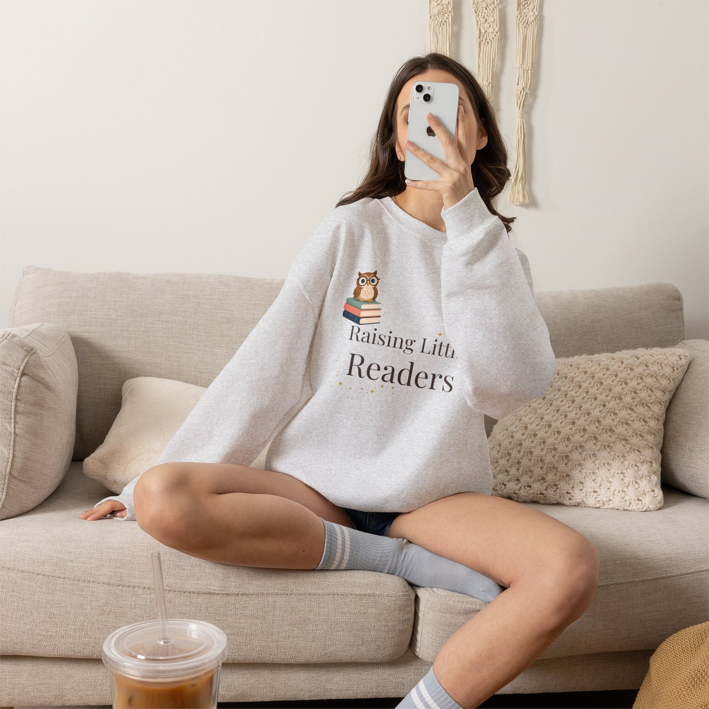 Raising Little Readers Sweatshirt | Cozy Book Lover Crewneck for Moms, Teachers & Reading Enthusiasts