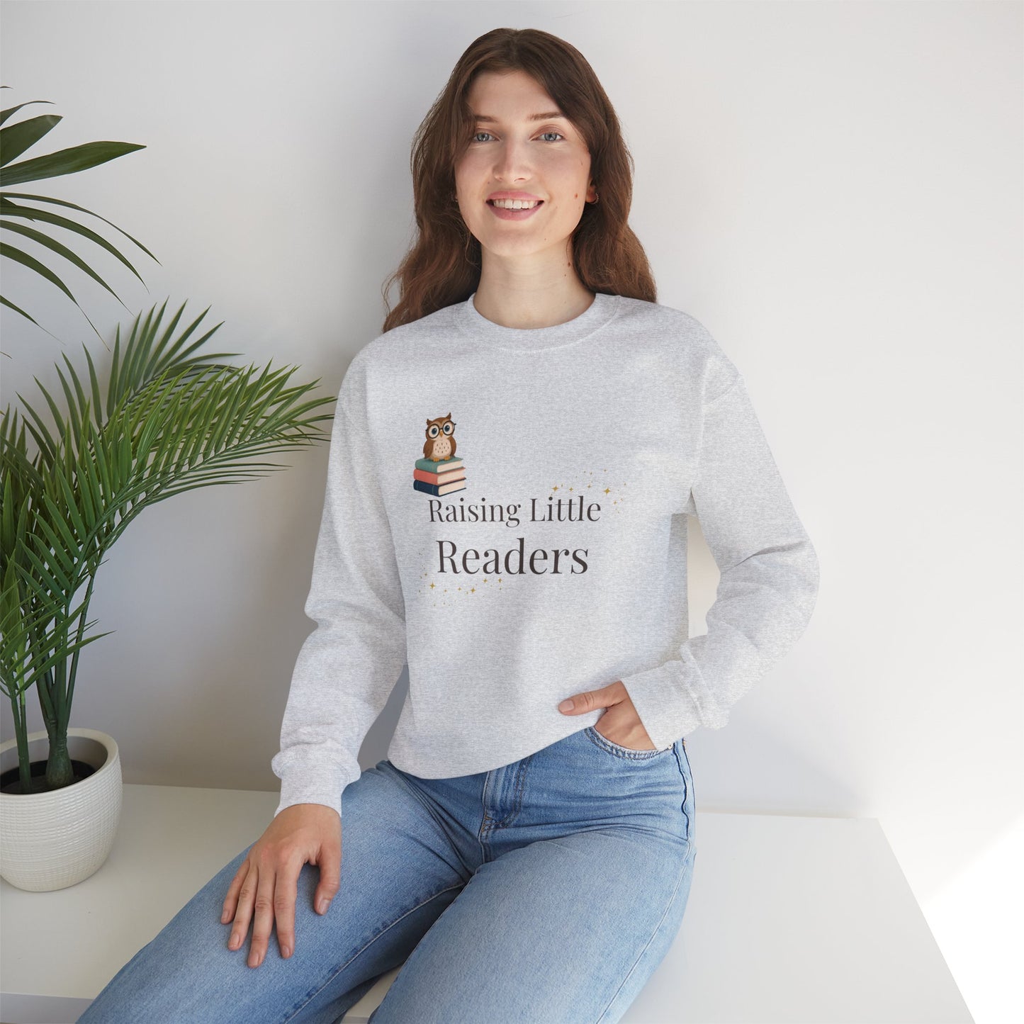 Raising Little Readers Sweatshirt | Cozy Book Lover Crewneck for Moms, Teachers & Reading Enthusiasts
