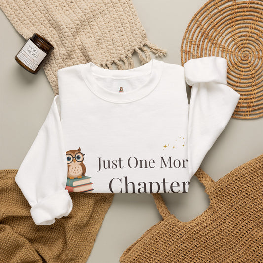 Just One More Chapter Sweatshirt | Cozy Book Lover Crewneck for Readers, Teachers & Bookworms