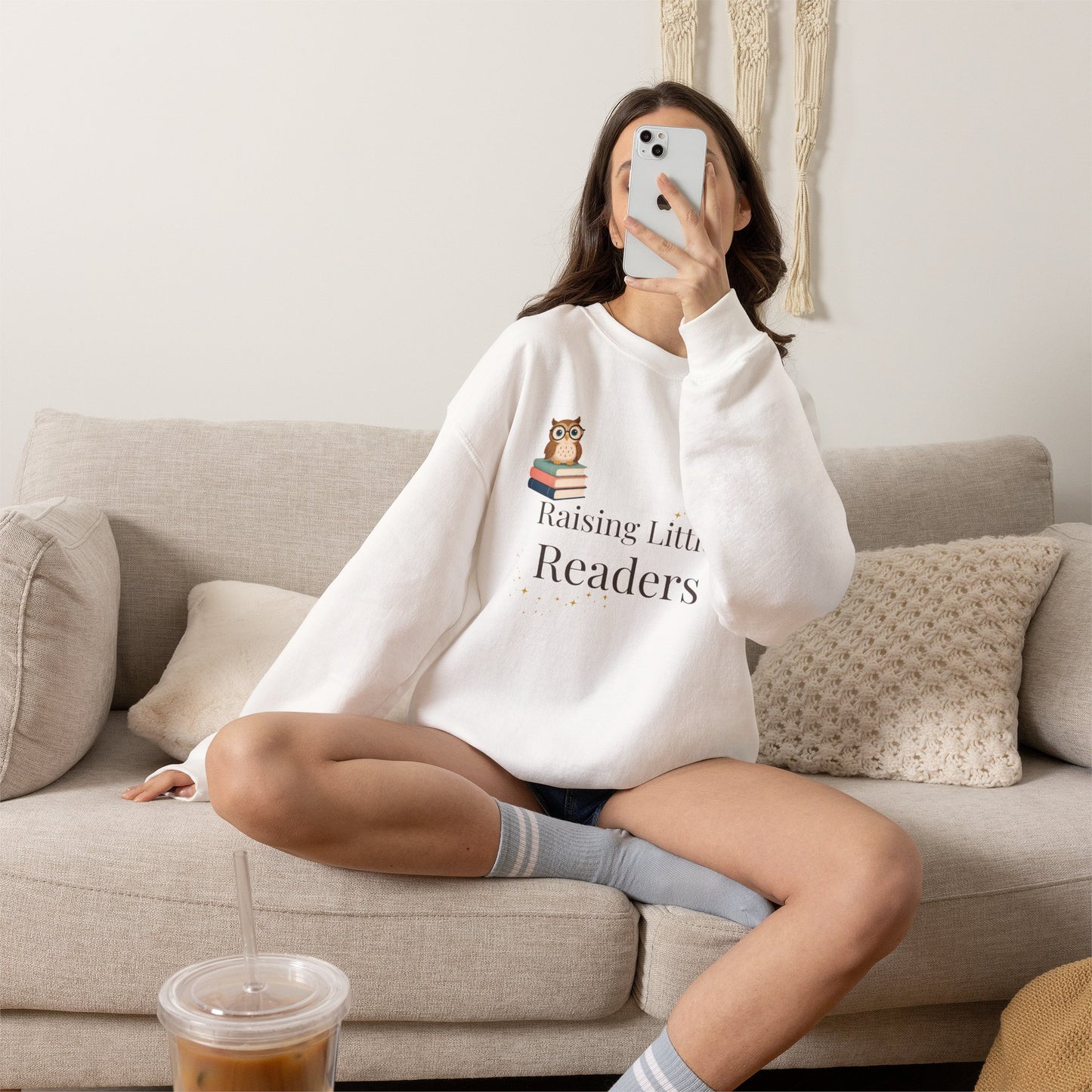 Raising Little Readers Sweatshirt | Cozy Book Lover Crewneck for Moms, Teachers & Reading Enthusiasts